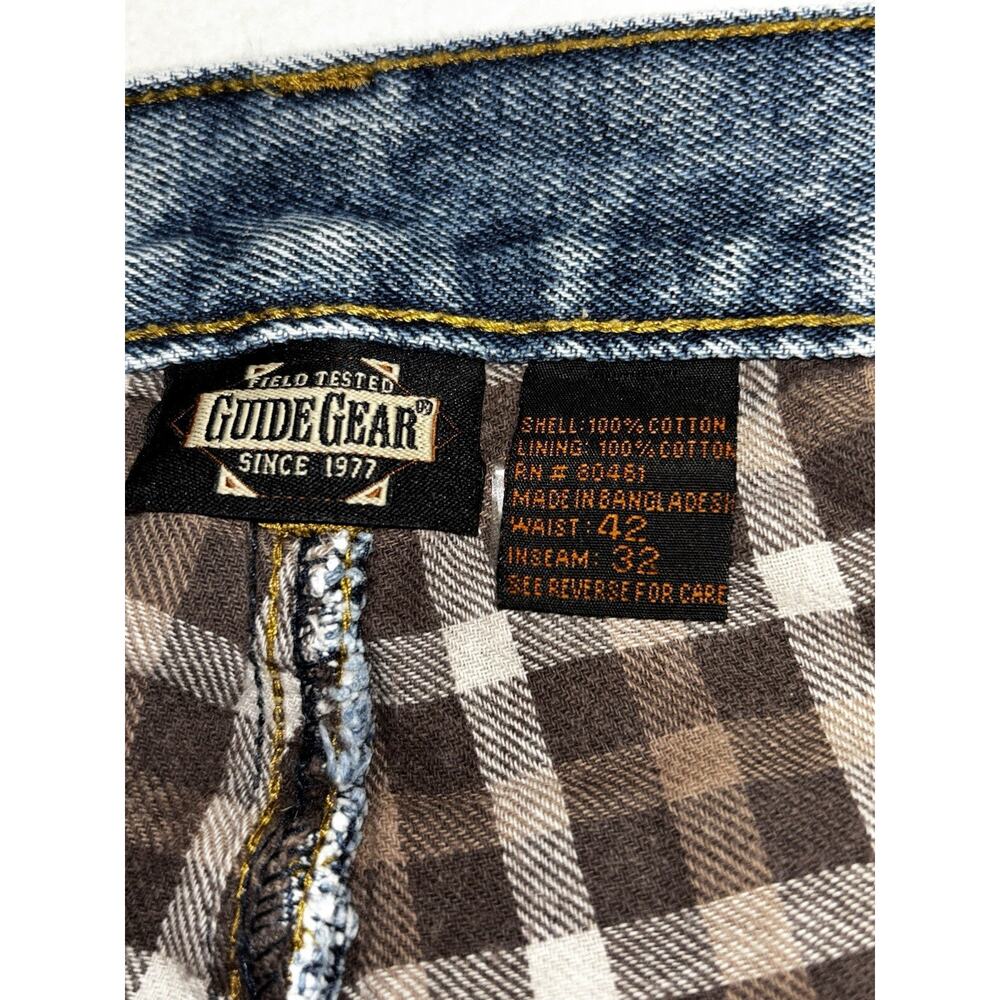 Guide Gear Flannel Lined Men’s Denim Jeans 42 x 32 Med Wash Very Nice Warm